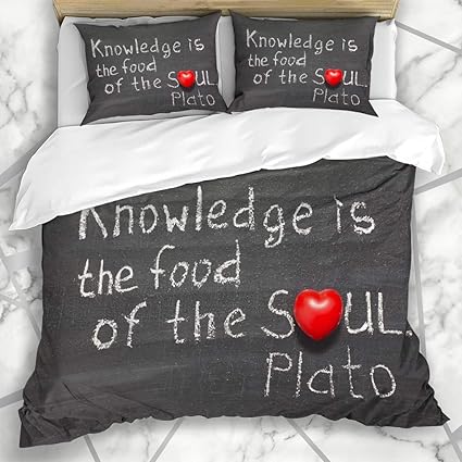 Duromhua Literie Ensemble De Housse De Couette Philosophie Nourriture Celebre Philosophe Grec Ancien Platon Citation Etude Connaissance Aspiration Tableau Noir Microfibre Avec Taie D Oreiller Amazon Fr Cuisine Maison