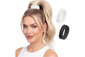 2 Medium PONY-Os for Fine to Normal Hair or Slightly Thick Hair Volumizing, Comfortable & Non-Damaging (Black & White)