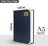 ZYBUX A5-2026 Diary Day a Page Half Page Saturday Sunday Navy Blue view 9