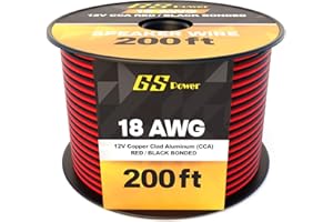 GS Power CCA 400ft 18 Gauge Wire Automotive 200ft Red/200ft Black Bonded, 18 AWG 12v Low Voltage, Speaker Electrical Wire Low Voltage Primary for Car Stereo Audio Trailer Harness Hookup Wiring LED DIY