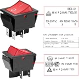 Heschen Rocker Switch ON-OFF DPST 4 Terminals Red Light 16A 250VAC view 4