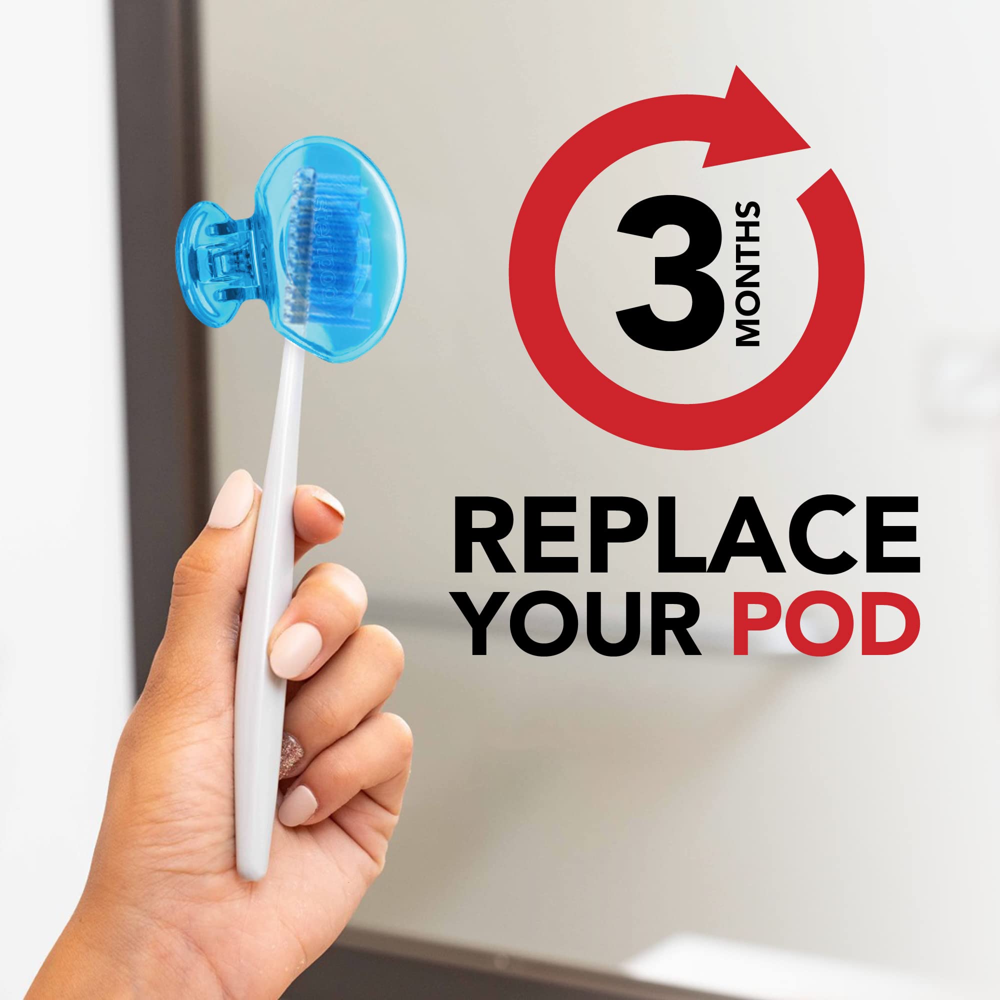 Steripod Clip-On Toothbrush Protector, Keeps Fresh and Clean, Fits Most Manual and Electric Toothbrushes, Pink and Blue, 2 Count (Pack of 1)
