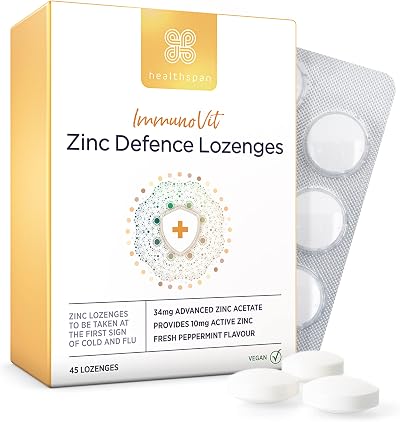 Healthspan Zinc Defence Lozenges 45 Peppermint Vegan Immune Support