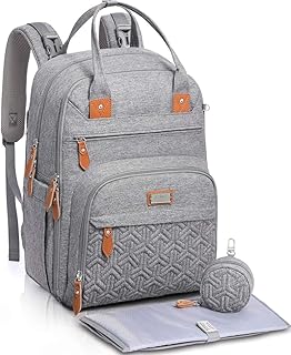 Baby Wickeltasche/Rucksack, Unisex Wickelrucksack Babytasche mit Wickelauflage, Isoliertaschen & Schnullerhalter, WELAVILA - Große Multifunktions-Reiserucksack für Mama & Papa, grau