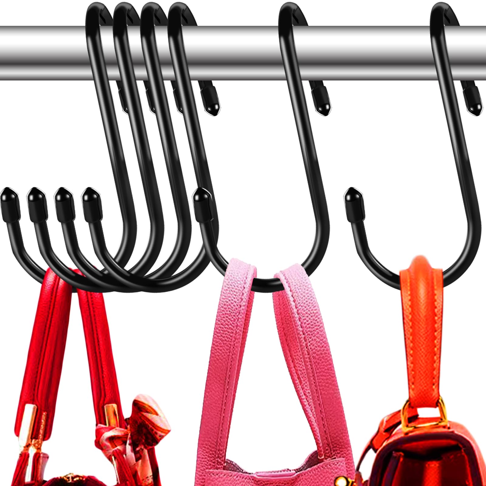 Photo 1 of 12 Pack Large Purse Hanger for Closet, Vinyl Coated Twist Design Purse Hooks, S Hooks for Hanging Bags, Purses, Handbags, Belts, Scarves, Hats