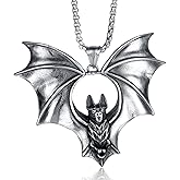 AZFVBQL Vintage Bats Pendant Necklace Men Gift Stainless Steel Vampire Bat Jewelry (Bats Necklace-1)