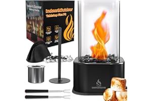 CAMPLIVINGFIRE Tabletop Fire Pit, Square Indoor Fire Pit Ethanol Tabletop Fireplace, Smores Table Top Firepit for Patio Decor, Gifts for Women Mom Her Wedding Housewarming Christmas Birthday White Elephant Gifts