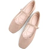 TN TANGNEST Leather Flats for Women Comfortable Square Toe Slip On Flats Soft Work Flats Retro Mary Jane Flats