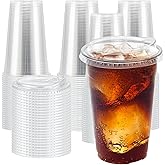 Clawsoff 20 oz 100 Pack Clear Plastic Cups with Lids, Sturdy Iced Coffee Cups with Sip Lids, Disposable Food Safe Smoothie Cup for Cold Drinks, Juice, Milkshake