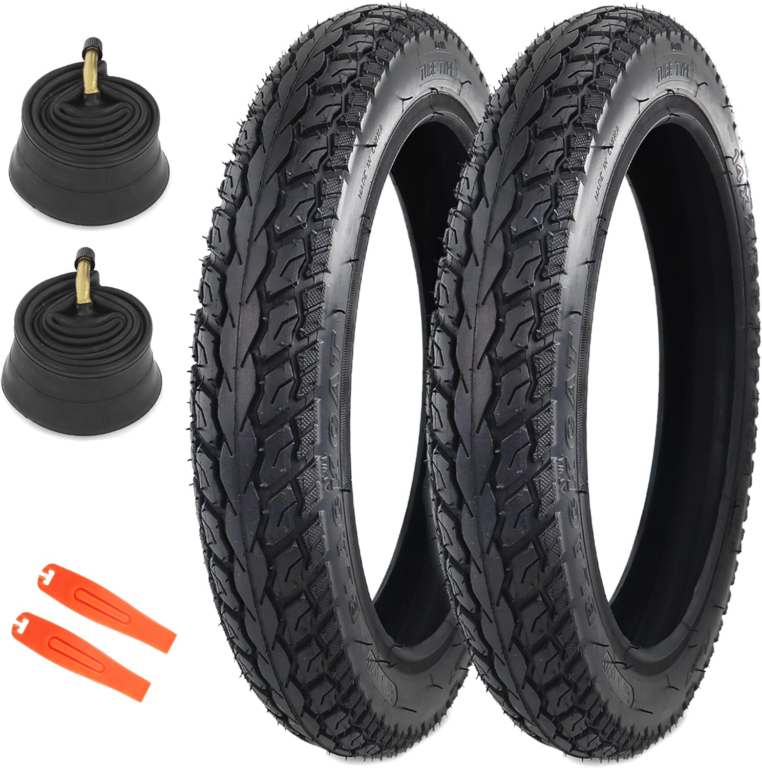 Photo 1 of MAKELEN 2 Pack E-Bike Tire Kids Bike Tire 14x2.125 with 2 Tubes Strong Grip Compatible Replacement Bicycle Tire for Electrc Bicycle Black