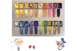 20 Color Shifting Watercolor Painting Set,Glitter Watercolor Paint,Shimmer Metal Water Colourful Paints Sets, MetallicPearles