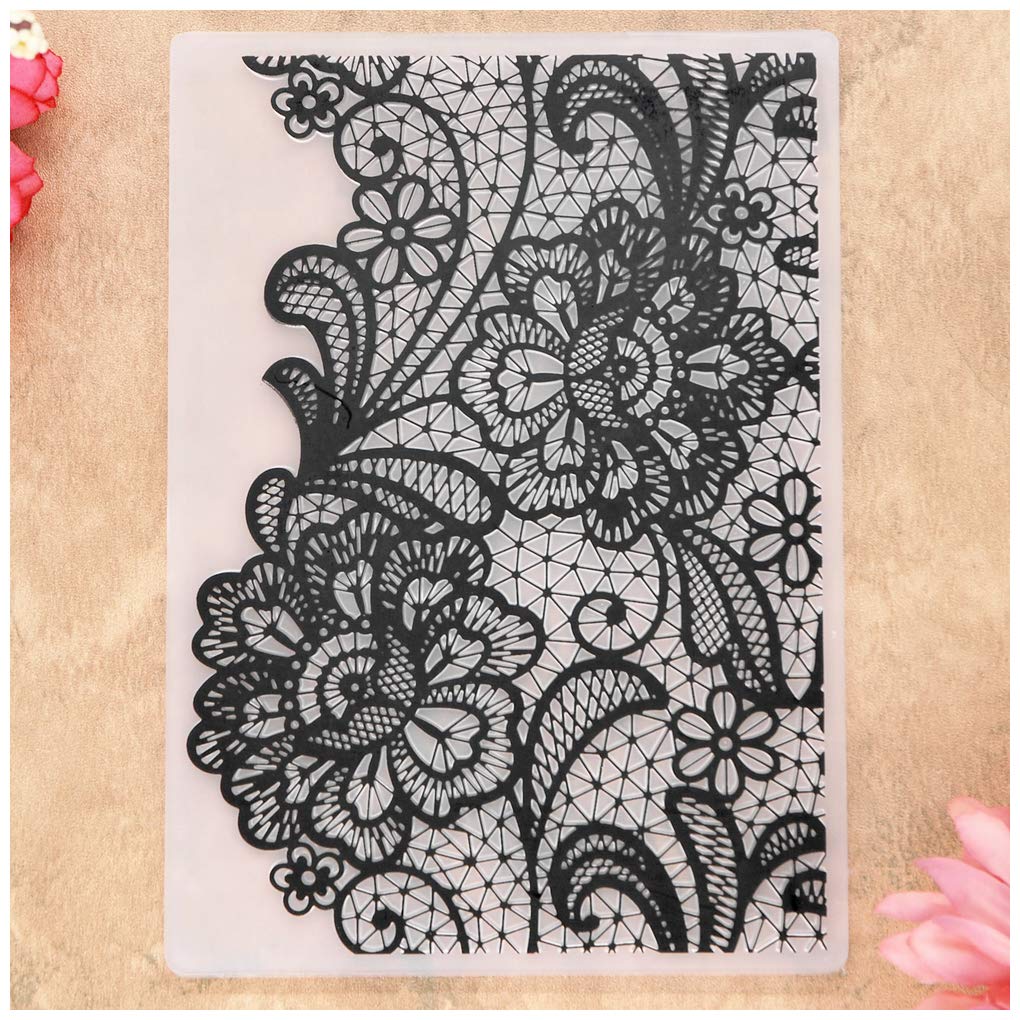 KWELLAM Flowers Lace Plastic Embossing Folders for Card Making Scrapbooking and Other Paper Crafts