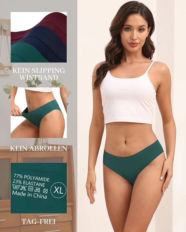 Seamless Unterwäsche Damen, 6er Pack Unsichtbare Hipster Slips — Foto 3 von 7