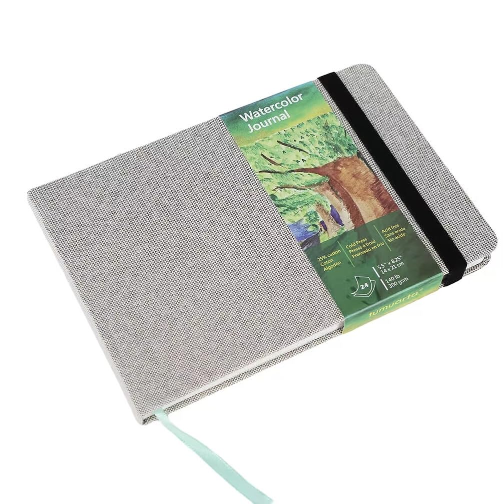 tumuarta Watercolor Journal, 300 GSM, 14x21CM, 25% Cotton Paper, Cold Press, 24 Sheets, Acid Free, Watercolor Paper Sketch Books for Use As Mixed Media Pad