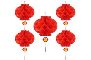 Bememo 20 Pieces Chinese New Year Red Paper Lanterns Thickened Encryption Chinese Hang Lantern Decorations for Spring Festival New Year, Wedding and Restaurant