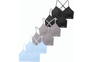 Livona Racerback Training Bra for Girls- 6 Pack Seamless Sports Bra, Padded Everyday Bra Bralette,Crop Cami Tank Top (6-14)
