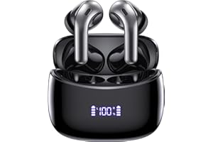 ZINGBIRD Bluetooth 5.3 Headphones Wireless Earbuds 60Hrs Playback Powerful Sound Ear Buds with LED Power Display Charging Case In Ear Earphones IPX7 Waterproof Earbud with Mic for Running Workout Sport Black