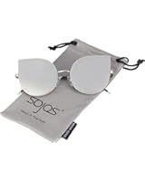 SojoS Cat Eye Mirrored Flat Lenses Street Fashion Metal