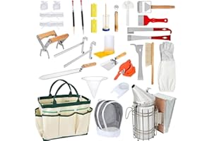 FODMANTAKIN Beekeeping Supplies - 31 Pcs Beehive Starter Kit, Bee Keeping Supplies-All Beekeeping Tools and Equipment, Bee Smoker Kit for Beekeeping for Beginners and Professionals