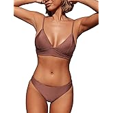 CUPSHE Women Bikini Set Solid Color Sexy Triangle Two Piece Swimsuit