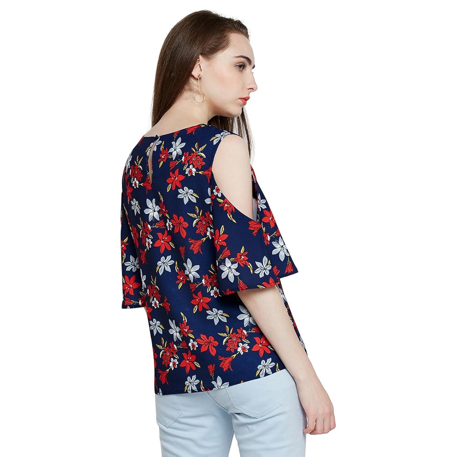 marie claire women blue floral print top