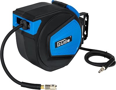Automatikschlauchtrommel 15 m (12 bar, 180° schwenkbar, Druckluftschlauch Ø 16/9 mm hochflexibel, abriebfest, überfahrbar, chemikalien- und temperaturbeständig, Automatikeinzug, Wandhalterung)