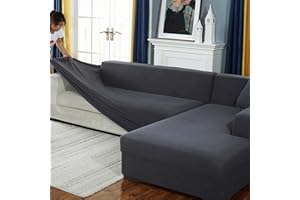 HELWYTH STANDARD Couch Covers L Shaped Sectional,Sectional Sofa L Shape,Purefit Super Stretch Sofa Slipcover,Thick Couch Covers for 1 2 3 4 Seater, Sectional Sofa L Shape (Dark Gray, L-Shape:4 Seater+3 Seater)