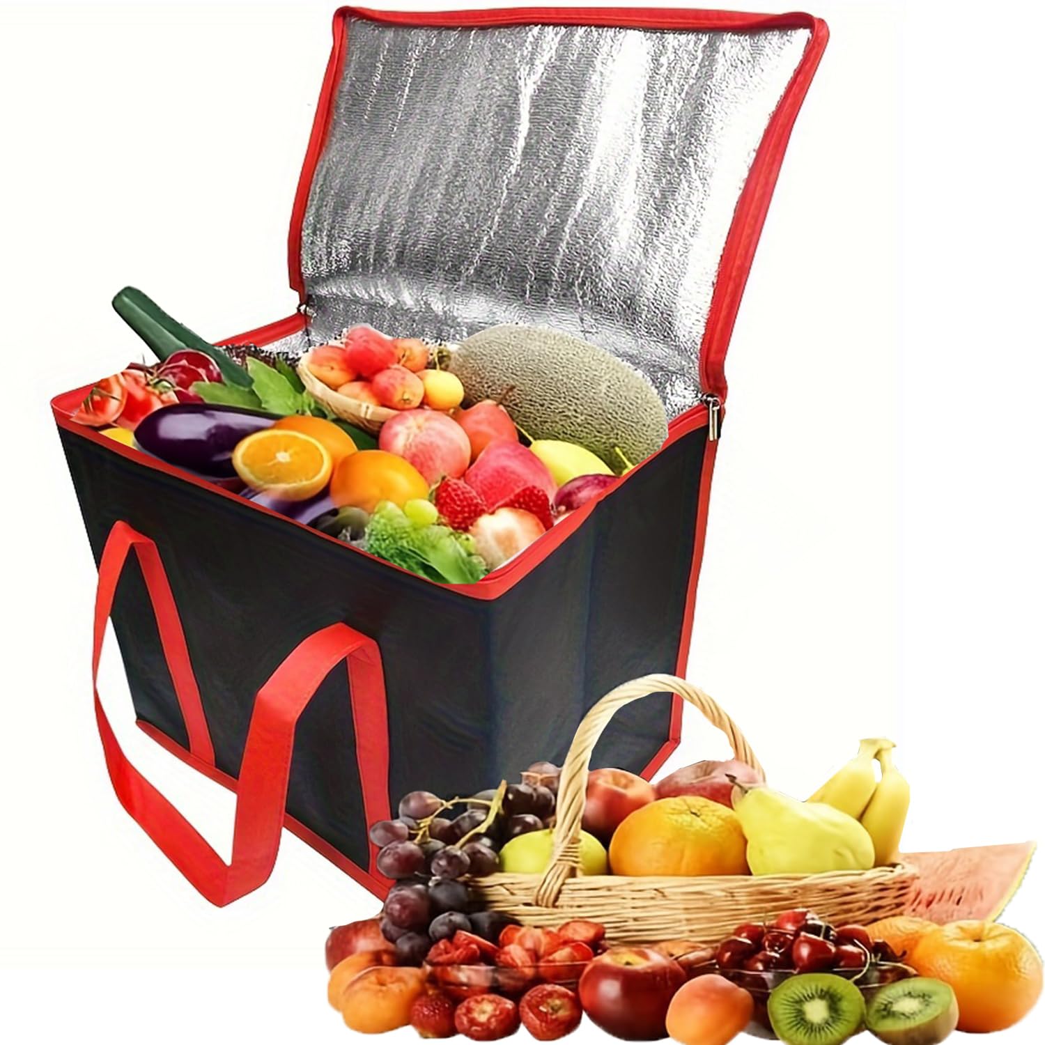 Foldable Cool Bag - 30 L Cool Box, XXL Large Foldable Cooling Basket, Insulated Bag, for Office, Work, Outdoor Travel, Ideal as an Insulated Bag, Shopping Basket, Picnic Bag (41 x 23 x 33 cm)
