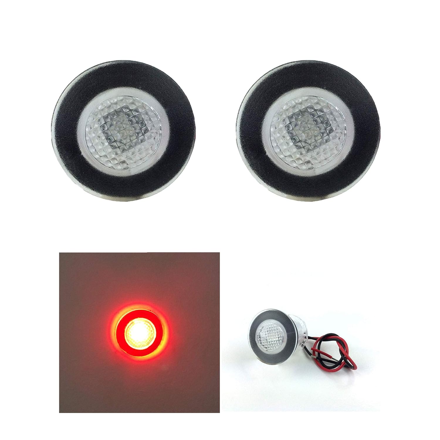 RecPro Round Red 12V LED Livewell Courtesy Accent Light | Marine Boat RV | Waterproof (1 Pack)