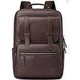 CYLYWJD Business Men and Women PU Leather Backpack 15.6inch Laptop Waterproof Backpack Travel Commuter Lightweight schoolbag (Brown backpack5,Large)