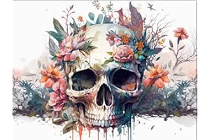 EIBEILI Diamond Painting Kits for Adults, Skull Flower 5D Diamond Art Kits for Beginner DIY Full Drill Diamond Dots Crystal Craft Kits for Home Wall Decor Gifts 11.8x15.7 inch