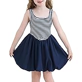 HIGHUZZA Girls Summer Dresses Tween Casual Sleeveless Bubble Sundress with Pockets for 7-12 Years