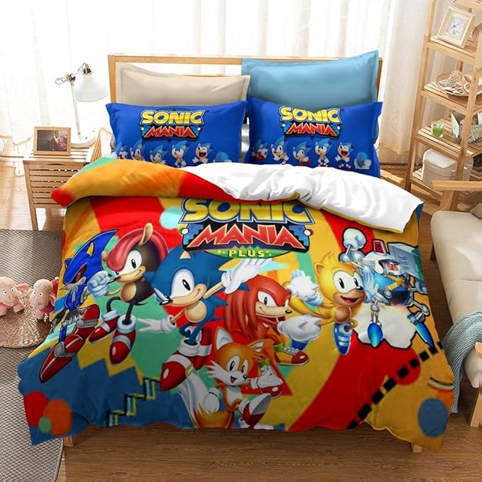 Sonic Cover Set Hot Cartoon Game Super Mario Bros Duvet Cover Set
