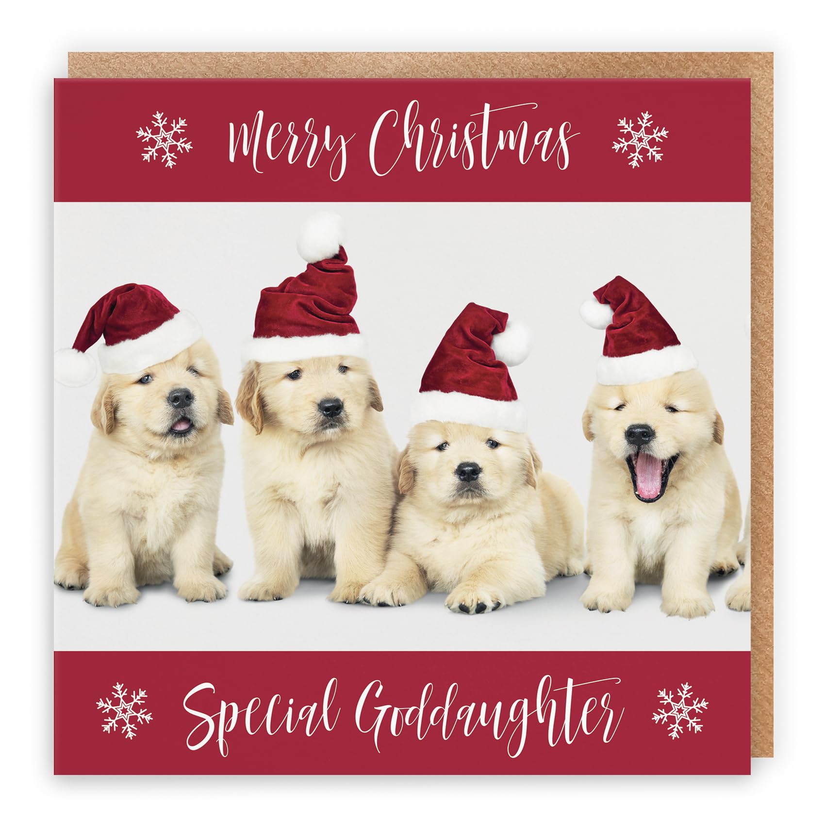 Hunts England - Goddaughter Christmas Card - Special Goddaughter - Puppy Collection - Fun Xmas Card