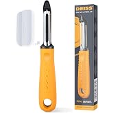 Deiss PRO Swivel Vegetable Peeler - Sharp Stainless Steel Peeler With Easy Non-Slip Hand Grip, Potato Peelers For Kitchen, Fruit, Carrot, Apple, Veggie, Kiwi, Durable, And Dishwasher Safe (ORANGE)