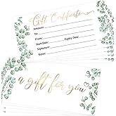 Ceiba Tree Blank Gift Certificates for Business 30 Pack Gold Foil Certificate Cards with Envelopes for Salon Restaurants Spa Birthday Valentines Day
