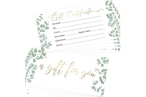 Ceiba Tree Blank Gift Certificates for Business 30 Pack Gold Foil Certificate Cards with Envelopes for Salon Restaurants Spa Birthday