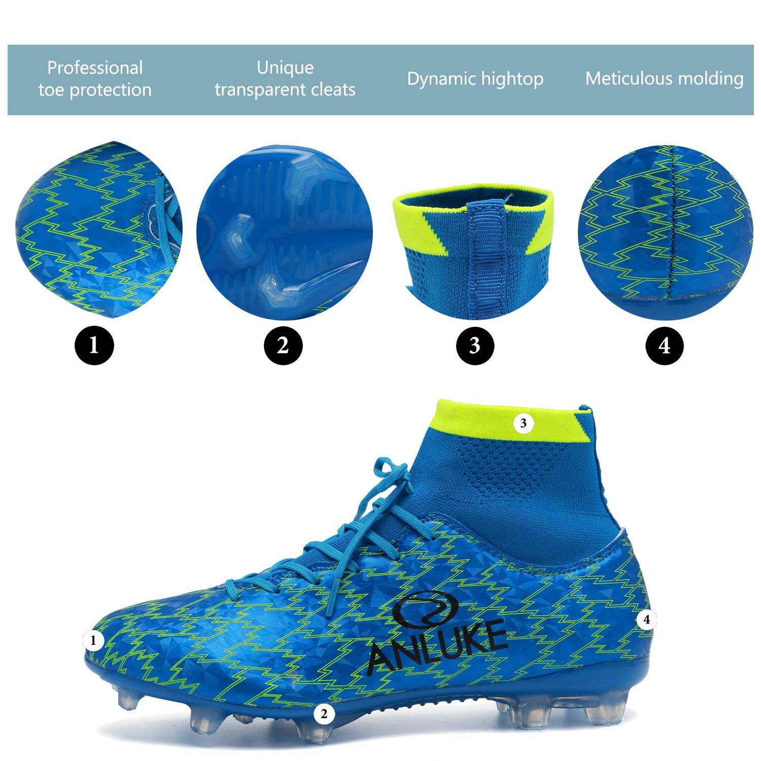 ANLUKE Mens Athletic Hightop Cleats 