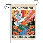 VOTANTA (12"x18") No One Is Illegal on Stolen Land Garden Flag Indigenous Immigrant Rights Proud Native American Gifts Outdoor Sign Yard House Patio Decorations Welcome Garden Flag Double Sided