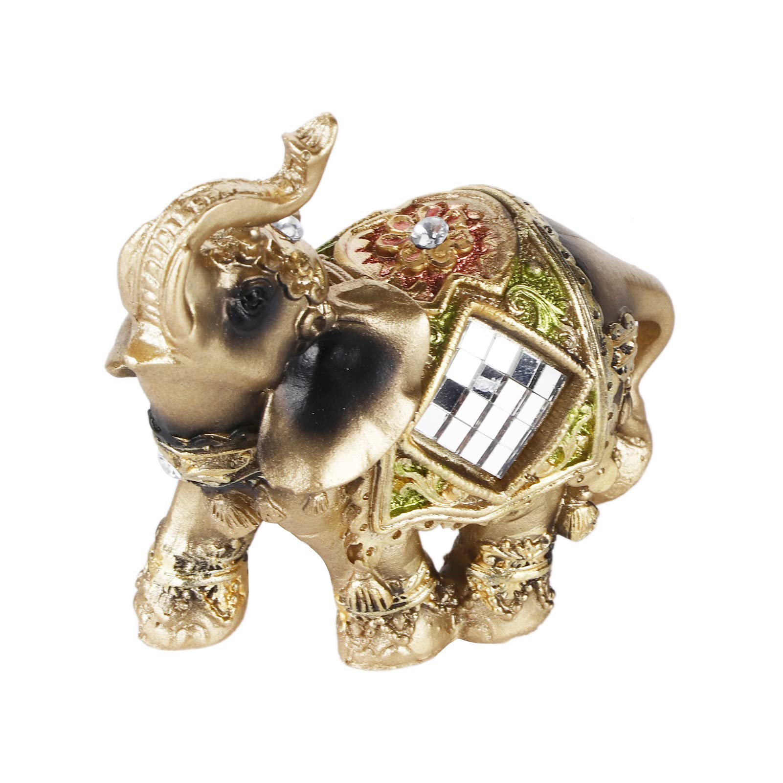 Hilitand Green Elephant Statue, Sculpture Wealth Figurine, Lucky Feng Shui Elephant Statue, Home Car Tray Decoration (S)