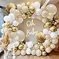 Sand White Gold Balloon Arch Kit, White Beige Chrome Gold Balloons Cream Balloons Metallic Gold Balloons for Boho Neutral Baby Shower Wedding Bridal Shower Birthday Decorations…