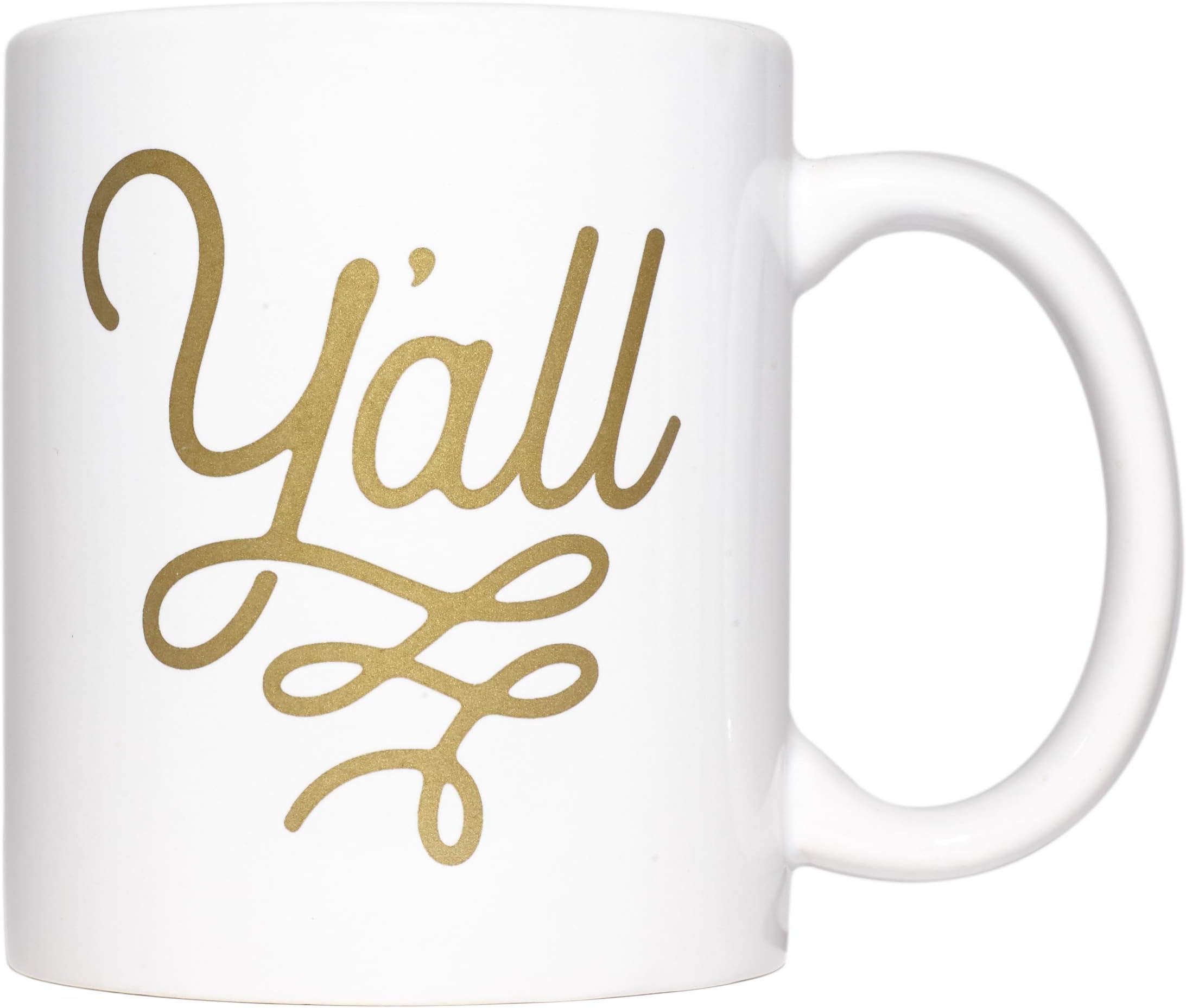 Y'all Texas Mug Gold 11 ounce Coffee Mug with Texas Gift Box