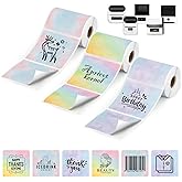 3 Rolls Thermal Labels Custom Sticker for Phomemo M110 M220 M221 M120 M200 Label Maker Printer Gradient Square Label Paper 50x50mm Colorful Waterproof Address Label for DIY,Logo,Price,Name