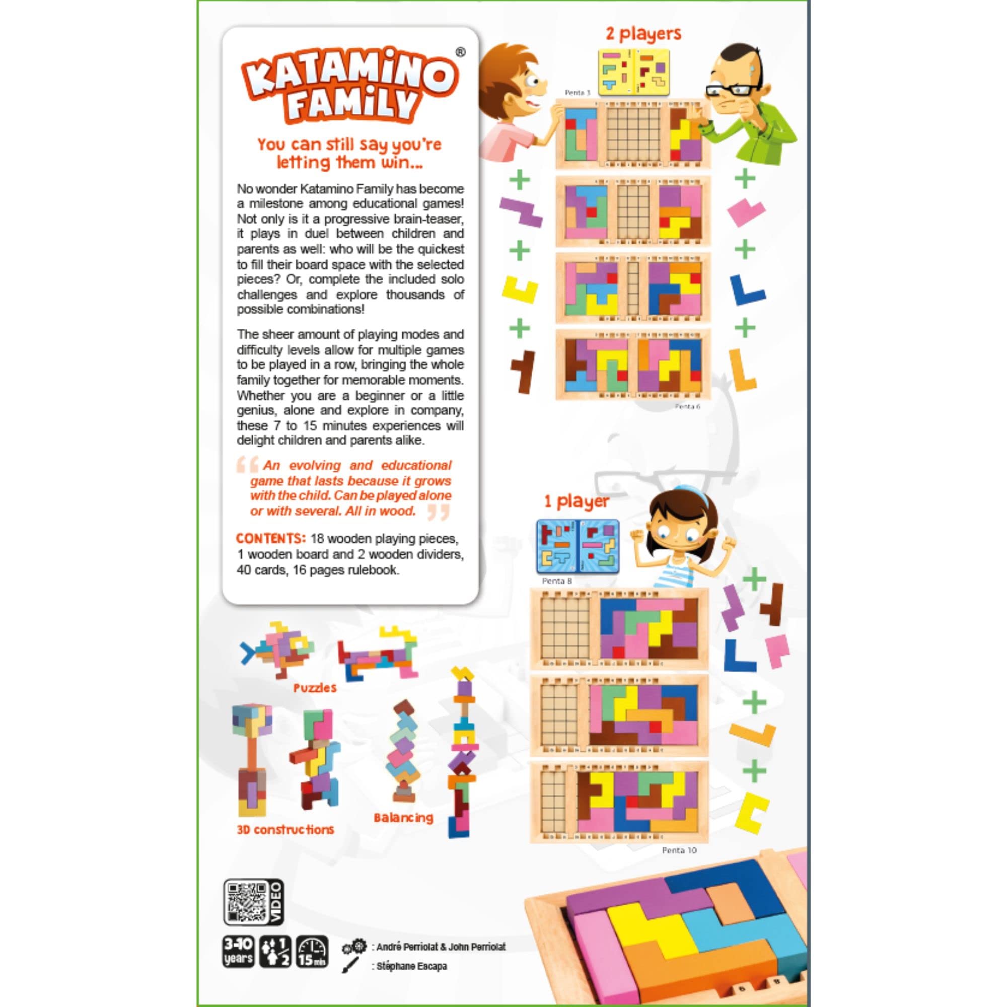 Katamino Family - Puzzle Game for Kids to Win Against Their Parents | Challenging Puzzle Game for All Cognitive Levels | 1 to 2 Players | 10 Minutes
