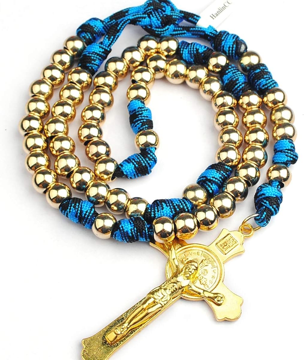 HanlinCC 10mm Golden Plated Round Beads Rosary with Strong
