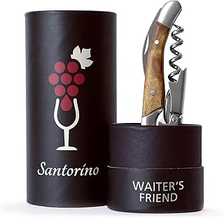 Santorino® Kellnermesser | Exklusives Sommeliermesser aus Campecheholz, 2 Stufen Weinöffner Korkenzieher Flaschenöffner