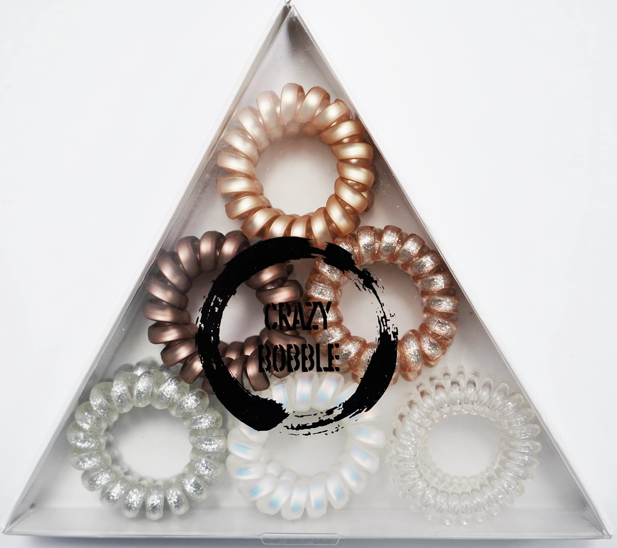 12 Pcs Crazy Bobble® Premium Spiral Hair Ties, Telephone Wire, Ponytail Holders, Coil Hair Bands (Matte Colours)