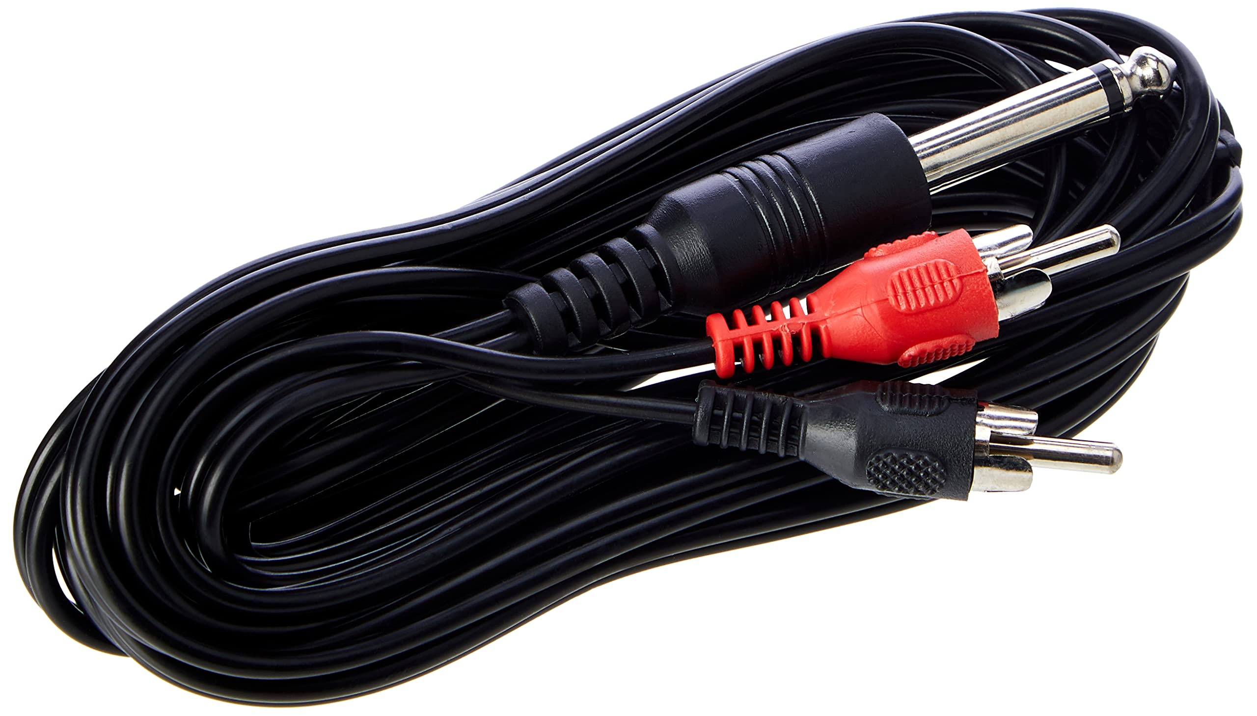 Monacor 3m 6.3mm Mono Plug to 2x RCA Plug Audio Adapter Cable