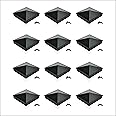 TODOKI 4x4 Actual Fence Post Caps (12 Pack) - Outdoor Powder Coated Aluminum Deck Fence Covers - Matte Black Metal Pyramid Cap Ends - True 4x4 Wood Posts Toppers with Screws Included