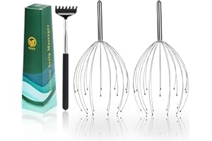 YEZY Head Massager 20 Fingers Head Scratcher Scalp Massager, Back Scratcher, Stocking Stuffers for Scalp Massage Back Massage 2 Pack (Black)